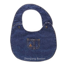 Promotional Custom Made Denim Like Soft Cotton Fabric Embroidered Baby Bib